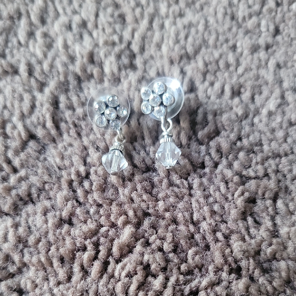 Source Unknown Silver Crystal Embellished Earrings